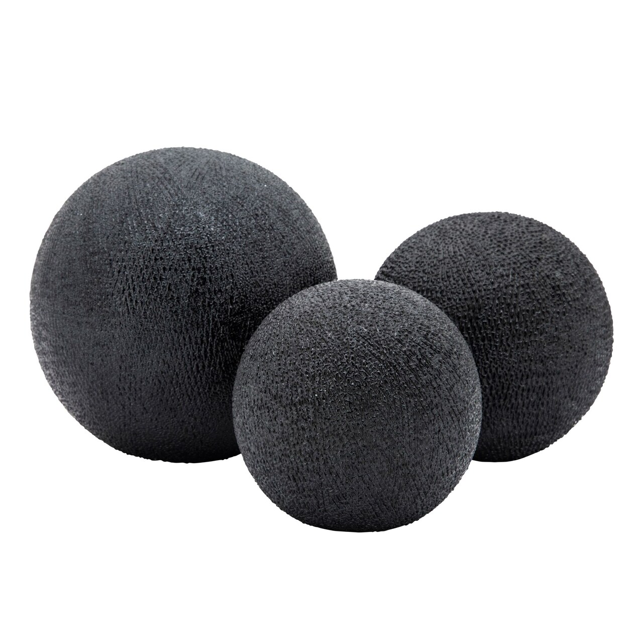 Kingston Living Textured Ceramic Round Orbs - 6" - Black - Set of 3